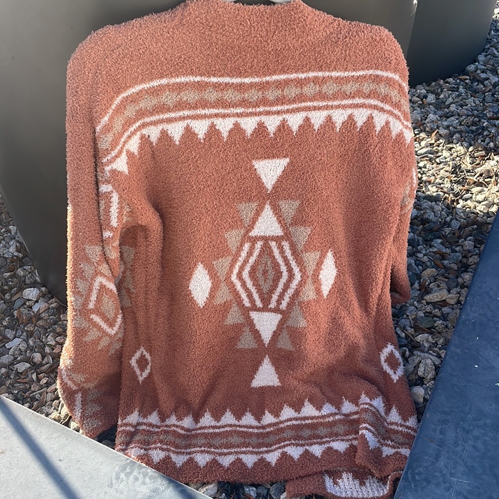 128 LAST 1! CLEARANCE Aztec soft cozy Western long sleeve orange boho cardigan - Picture 6 of 8